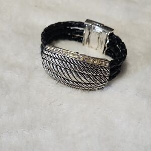 Silver and Black Braided Bracelet
